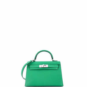 Hermes Kelly 20 Green Chevre Mysore with Palladium Hardware